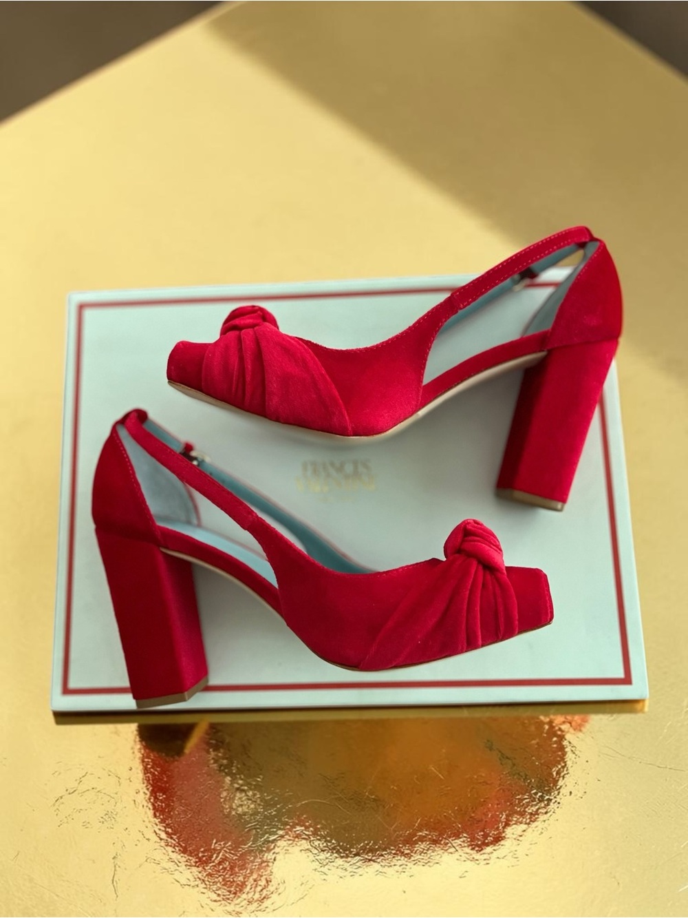 Francis Valentine Retro Red Velvet Pump Size 8 Color Scarlet Brand New In Box